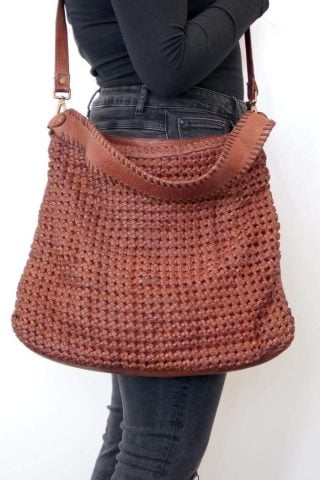 Anais Hobo woven leather bag in Tan