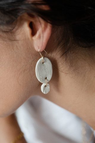 Ochre ceramics temple earrings