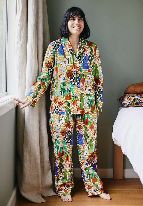 Togetherness Unisex cotton painted tropical pajama set