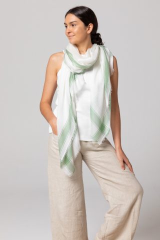 Adara silk modal scarf Indus forest vanilla