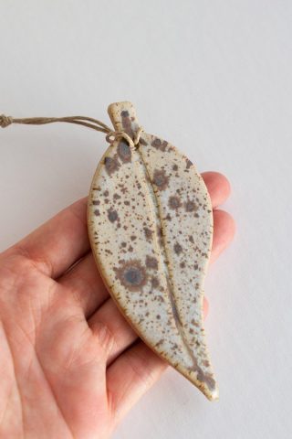 kim wallace ceramics eucalyptus leaf ornament spotted gum
