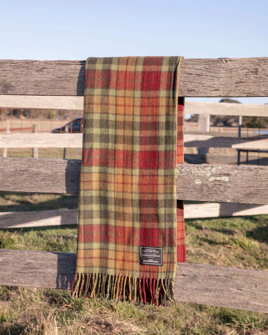 the grampians goods co. recycled wool blanket maple moss