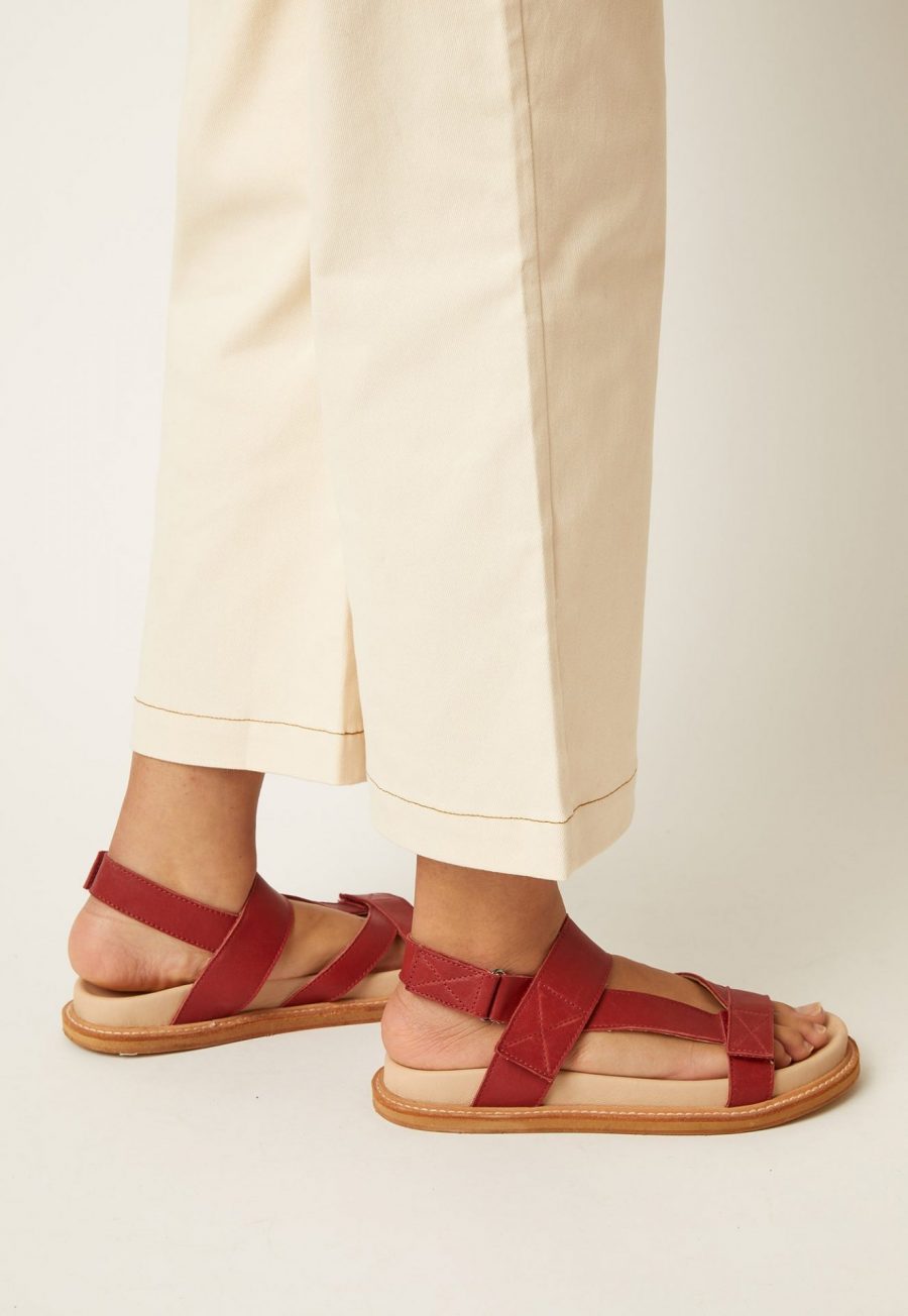 Nancybird cross strap sandals in deep red