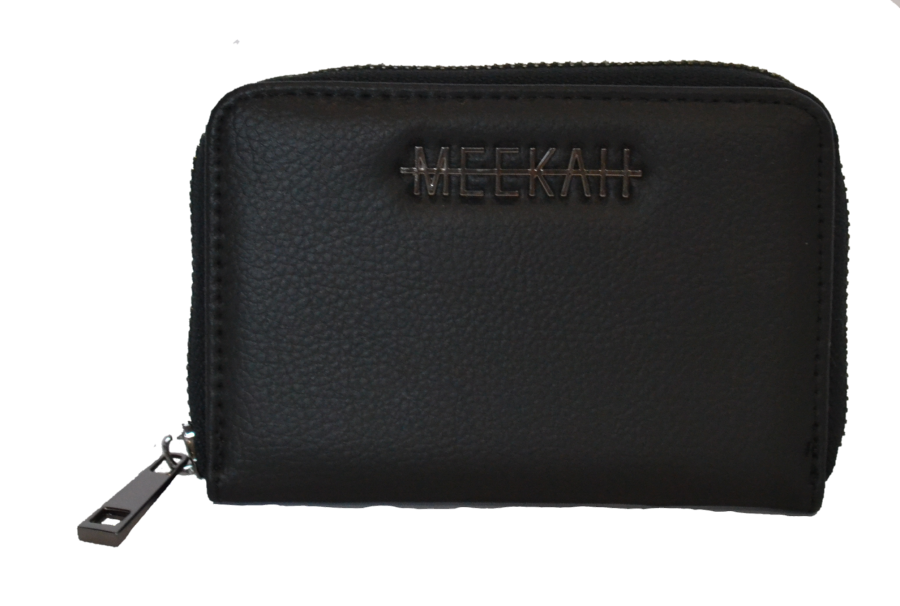 meekah leela purse in black gunmetal vegan apple leather
