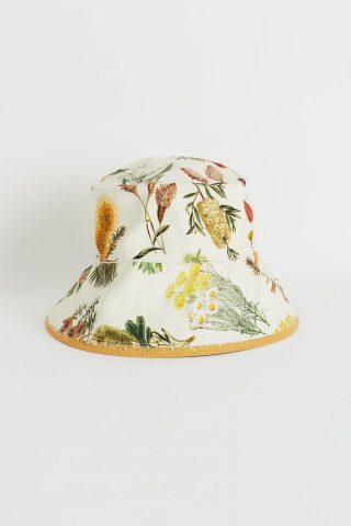 nancybird canvas reversible hat white botanical