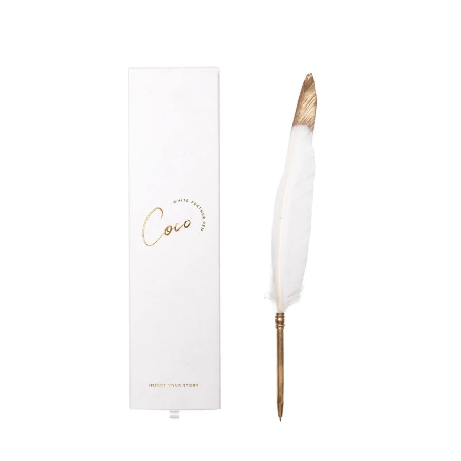 axel and ash coco feather pen in white
