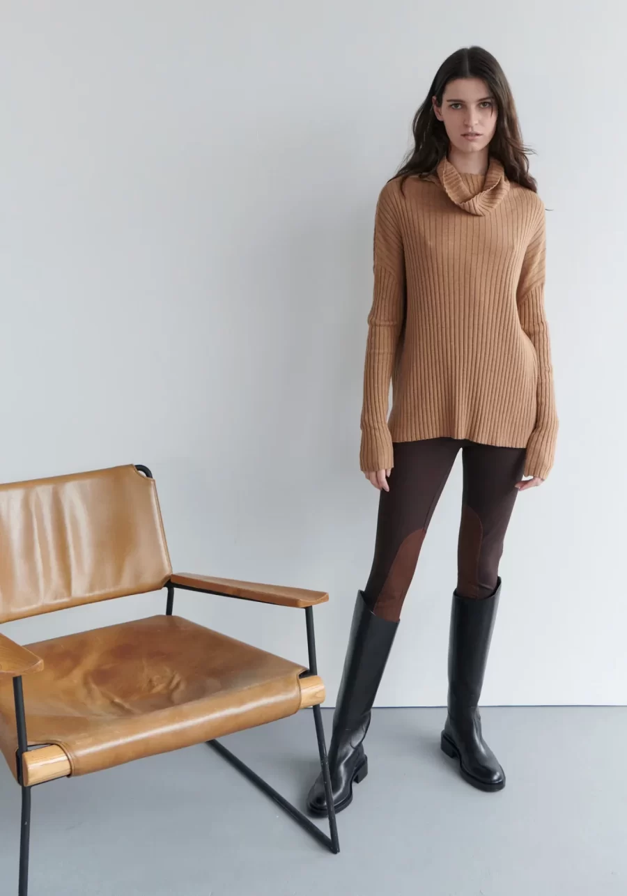POL crielle ribbed rollneck in fox