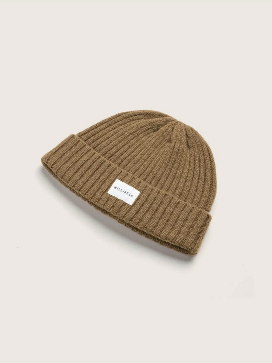 will and bear levi beanie in olive brown merino wool