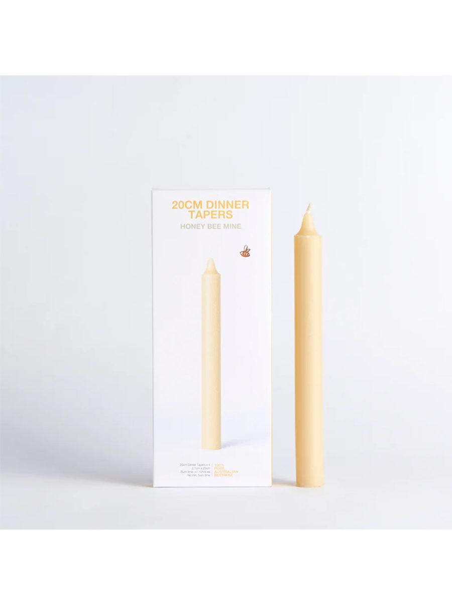 20cm solid dinner tapers queen b beeswax candles
