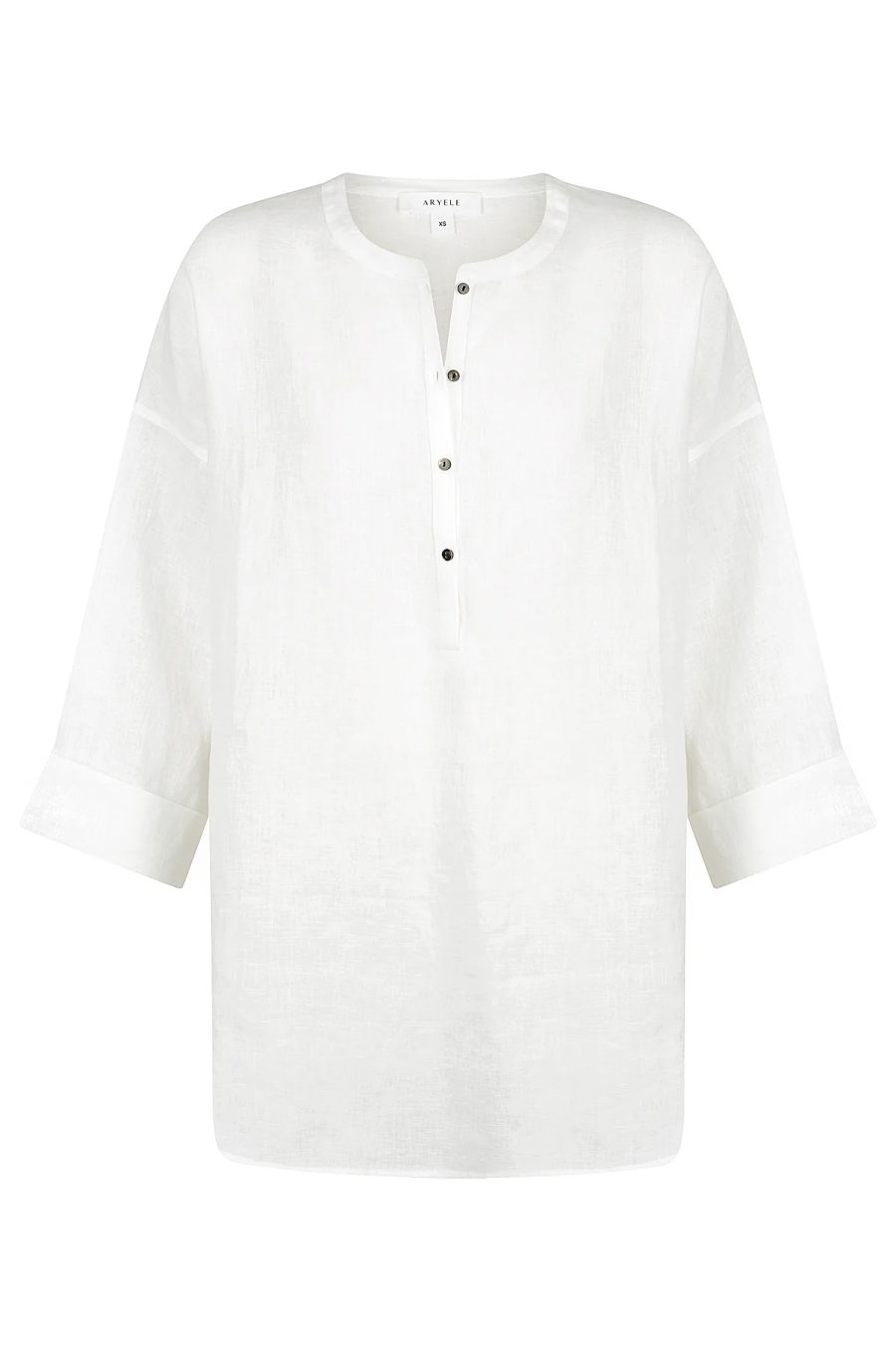 aryele the label ashlee linen tunic shirt white