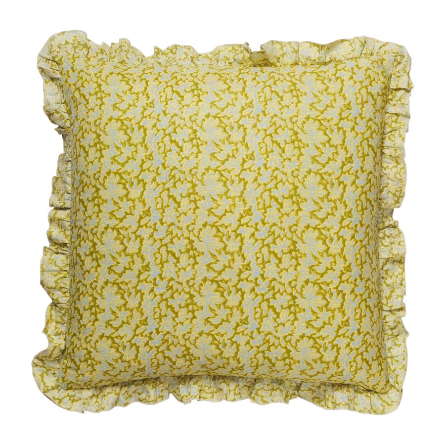 sage and clare ealing embroidered cushion in sprout