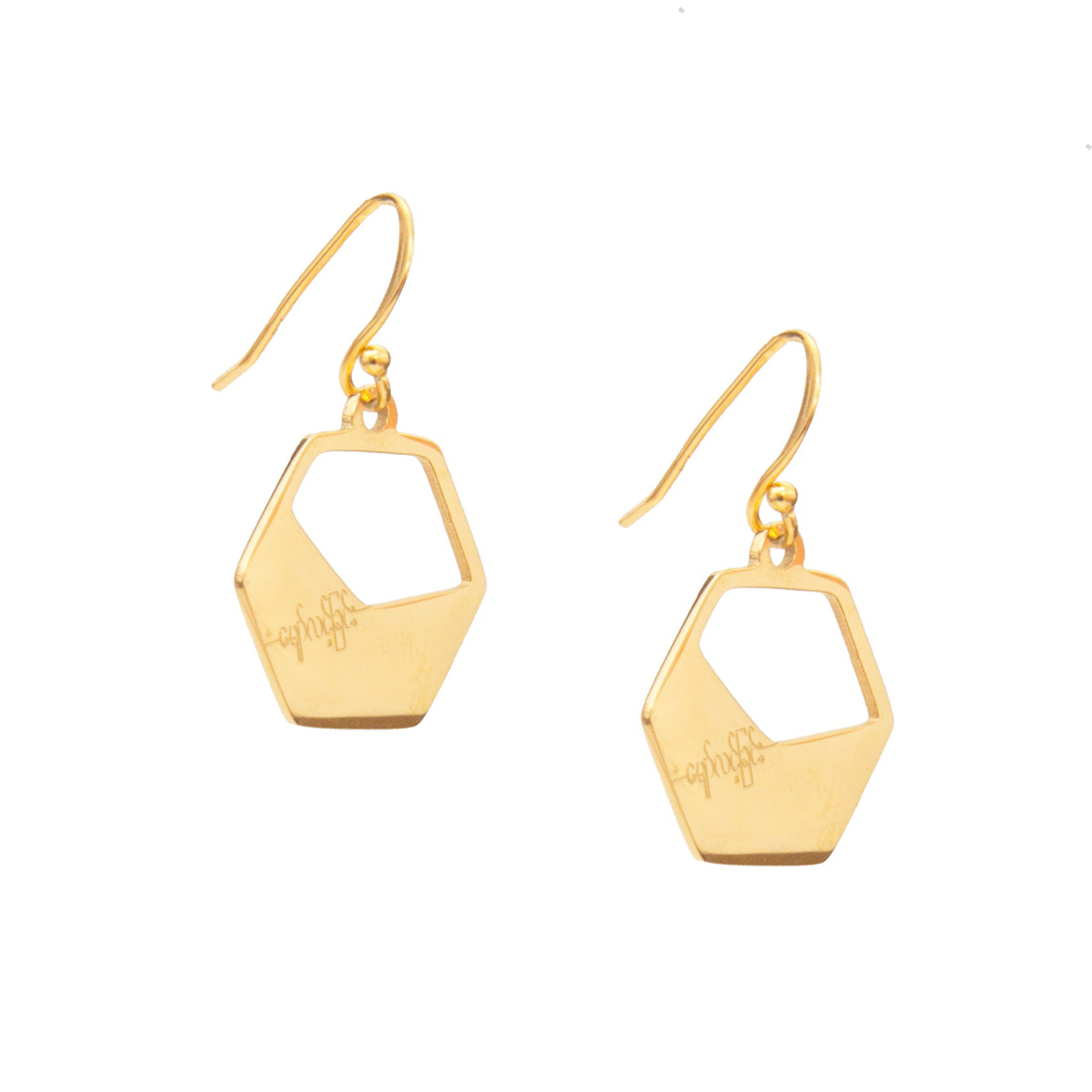 eden hope in a hexagon haymar earrings gold