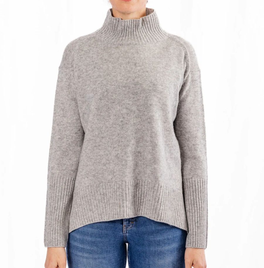 bow and arrow polo neck jumper in grey merino and cashmere